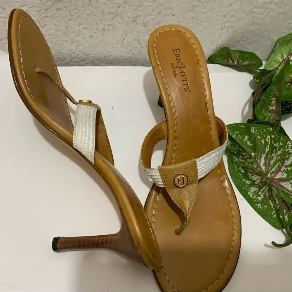 ERIC JAVITS' NEW YORK Brown & Gold Sandals 8.5 N - Picture 9 of 9